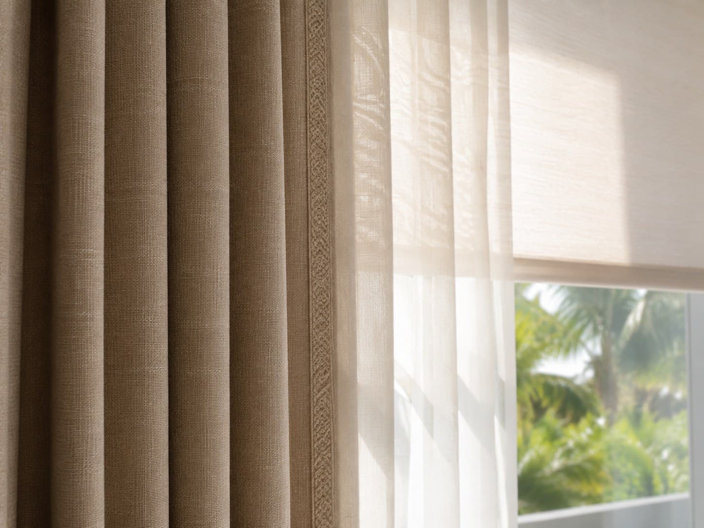Linen drapery and sheer fabric detail with soft natural light