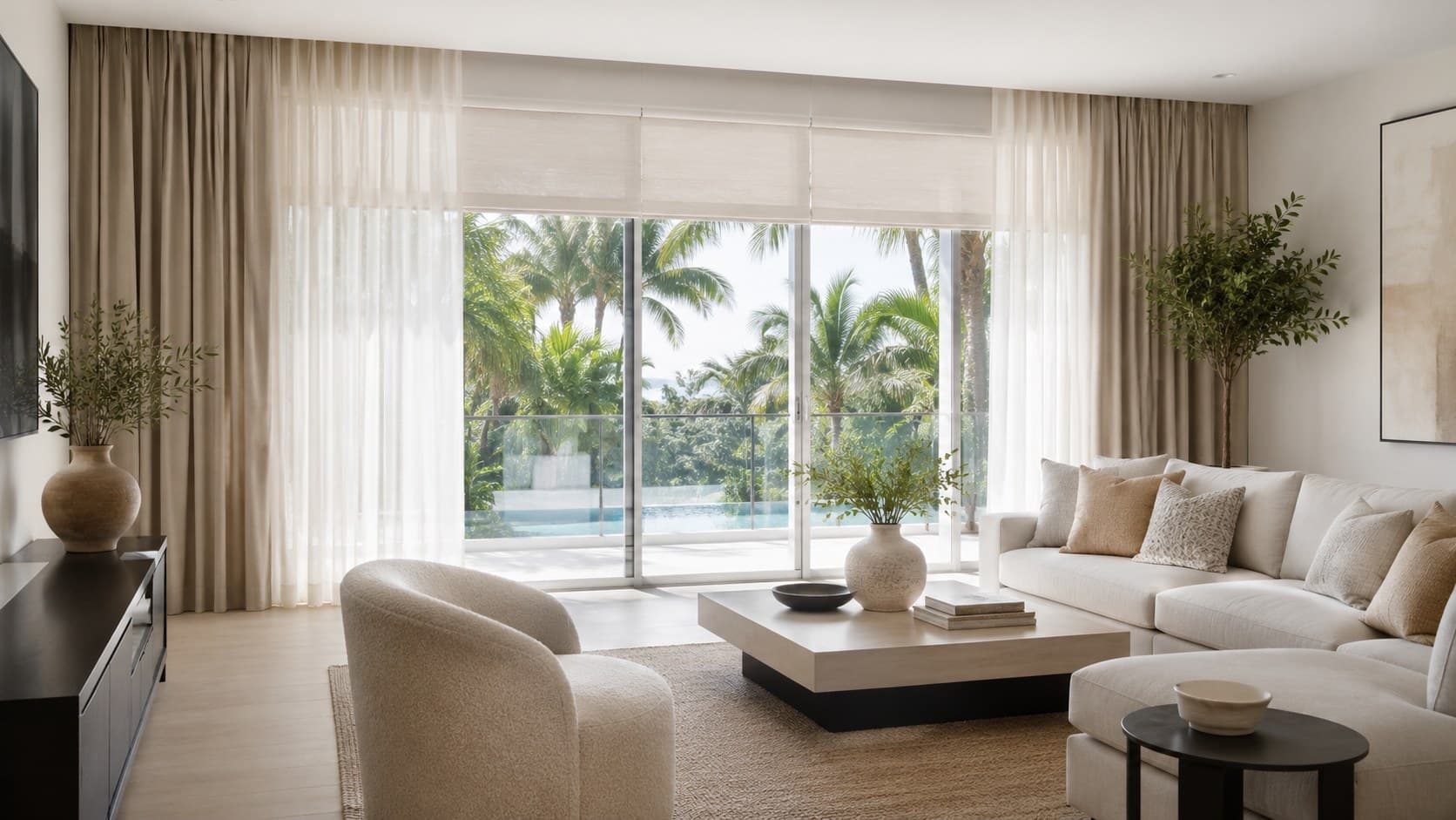 Custom drapery and shades with a clean finished installation